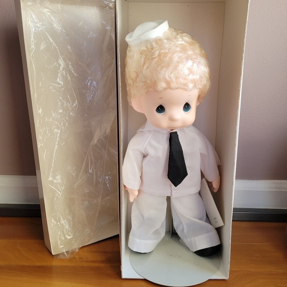 PRECIOUS MOMENTS - SAILOR SAM 15" Doll Limited - Navy Porcelain In Box BLACK TIE - Picture 2 of 14